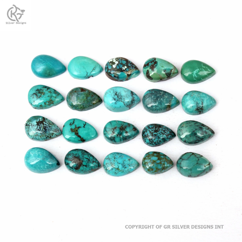 Tibetan Turquoise 8x12 MM Pear Cut Gemstone For Jewelry Making