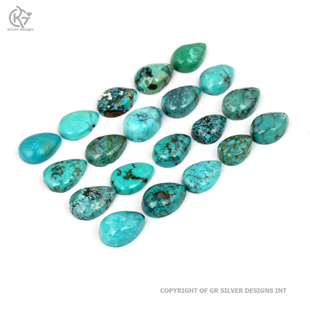 Tibetan Turquoise 8x12 MM Pear Cut Gemstone For Jewelry Making