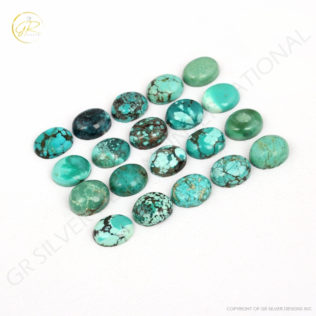 Tibetan Turquoise Oval Cabochon Loose Gemstone 8x10mm