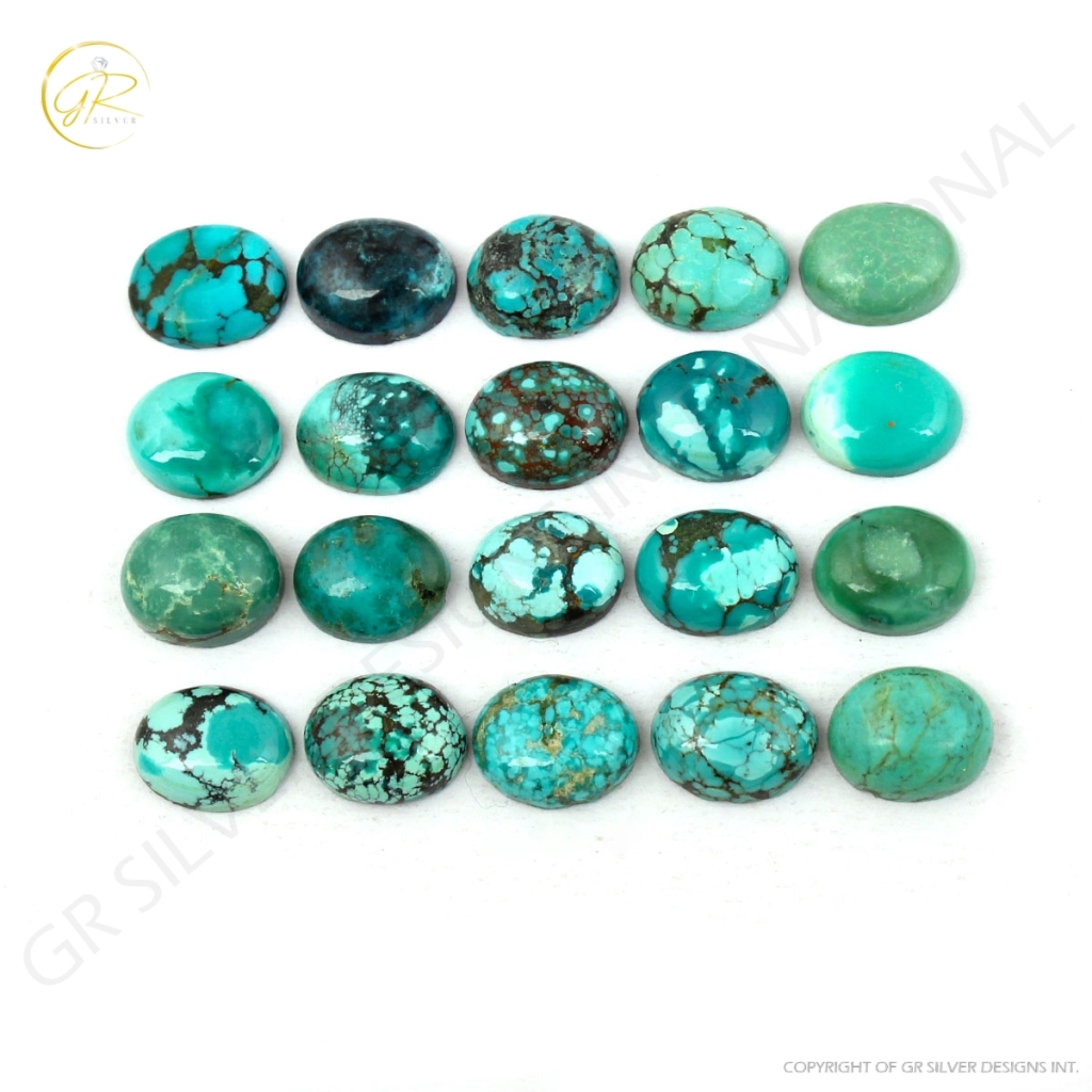 Tibetan Turquoise Oval Cabochon Loose Gemstone 8x10mm