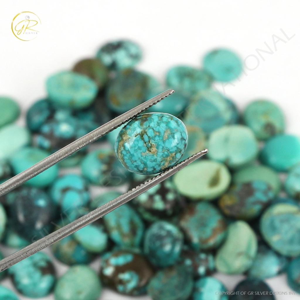 Tibetan Turquoise Oval Cabochon Loose Gemstone 8x10mm