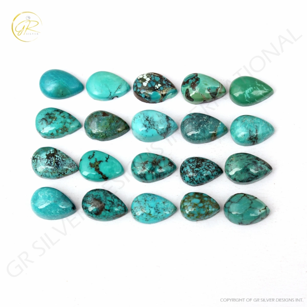 Tibetan Turquoise Pear Cabochon Loose Gemstone 8x10mm