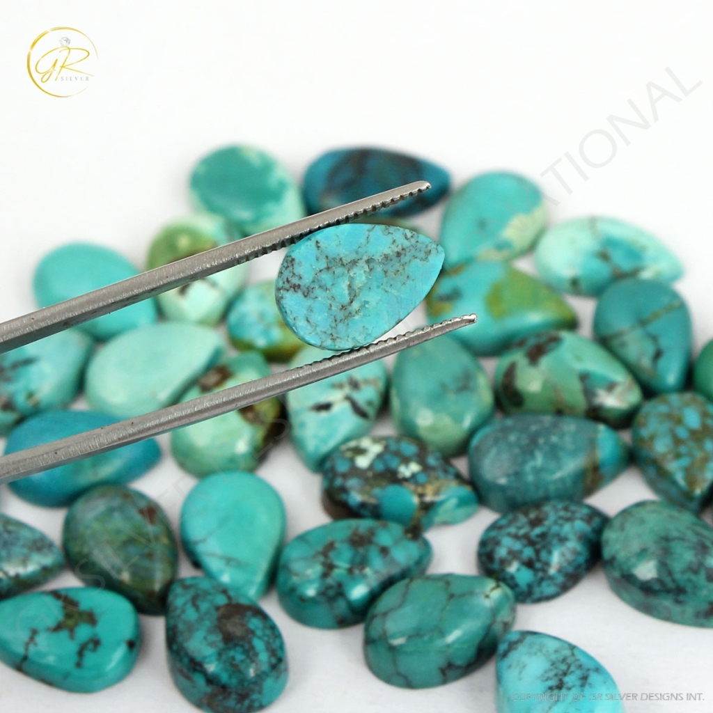 Tibetan Turquoise Pear Cabochon Loose Gemstone 8x10mm