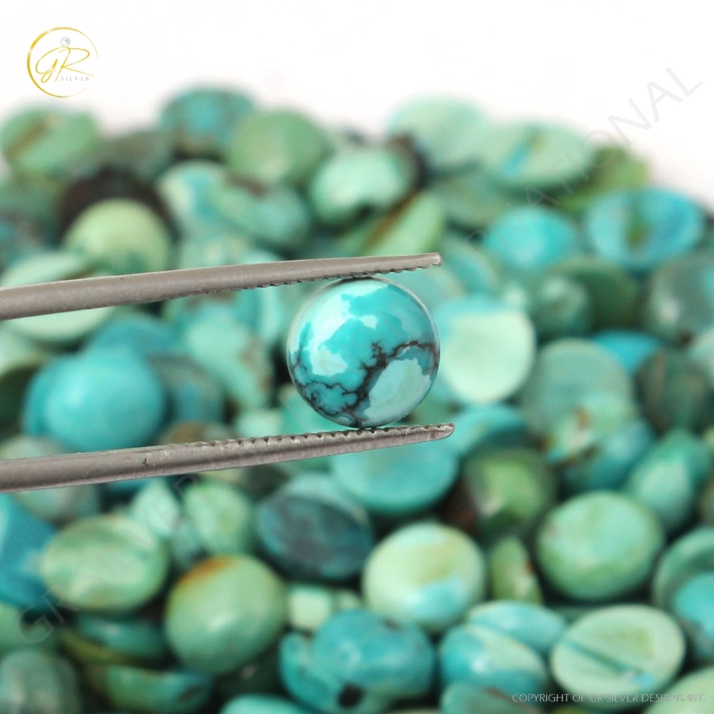 Tibetan Turquoise Round Cabochon Loose Gemstone 7x7mm