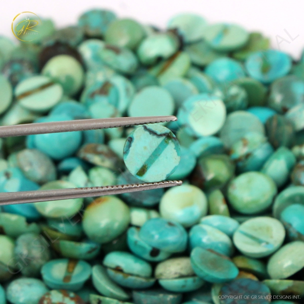 Tibetan Turquoise Round Cabochon Loose Gemstone 7x7mm