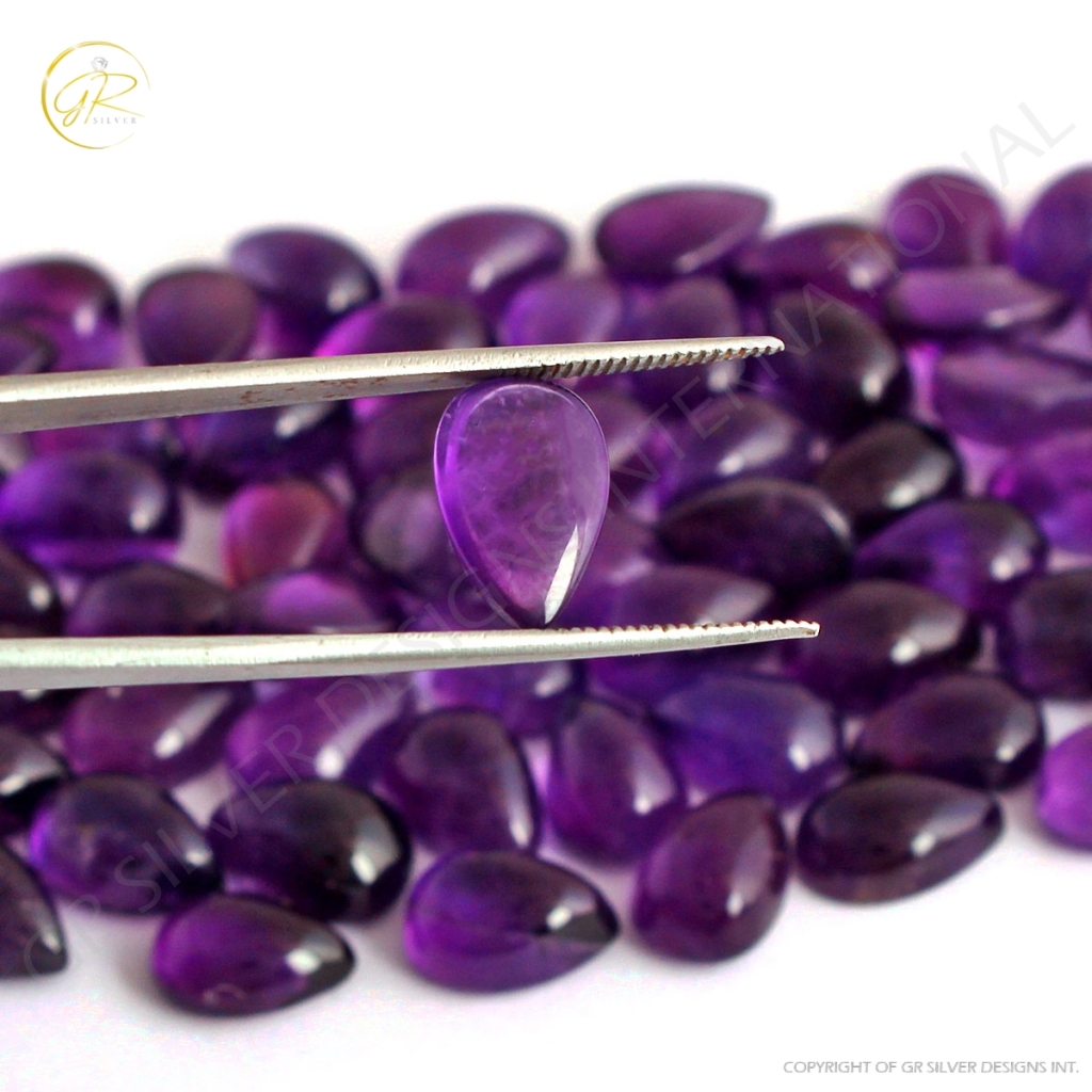 Natural African Amethyst Pear Loose Gemstone 8x12mm