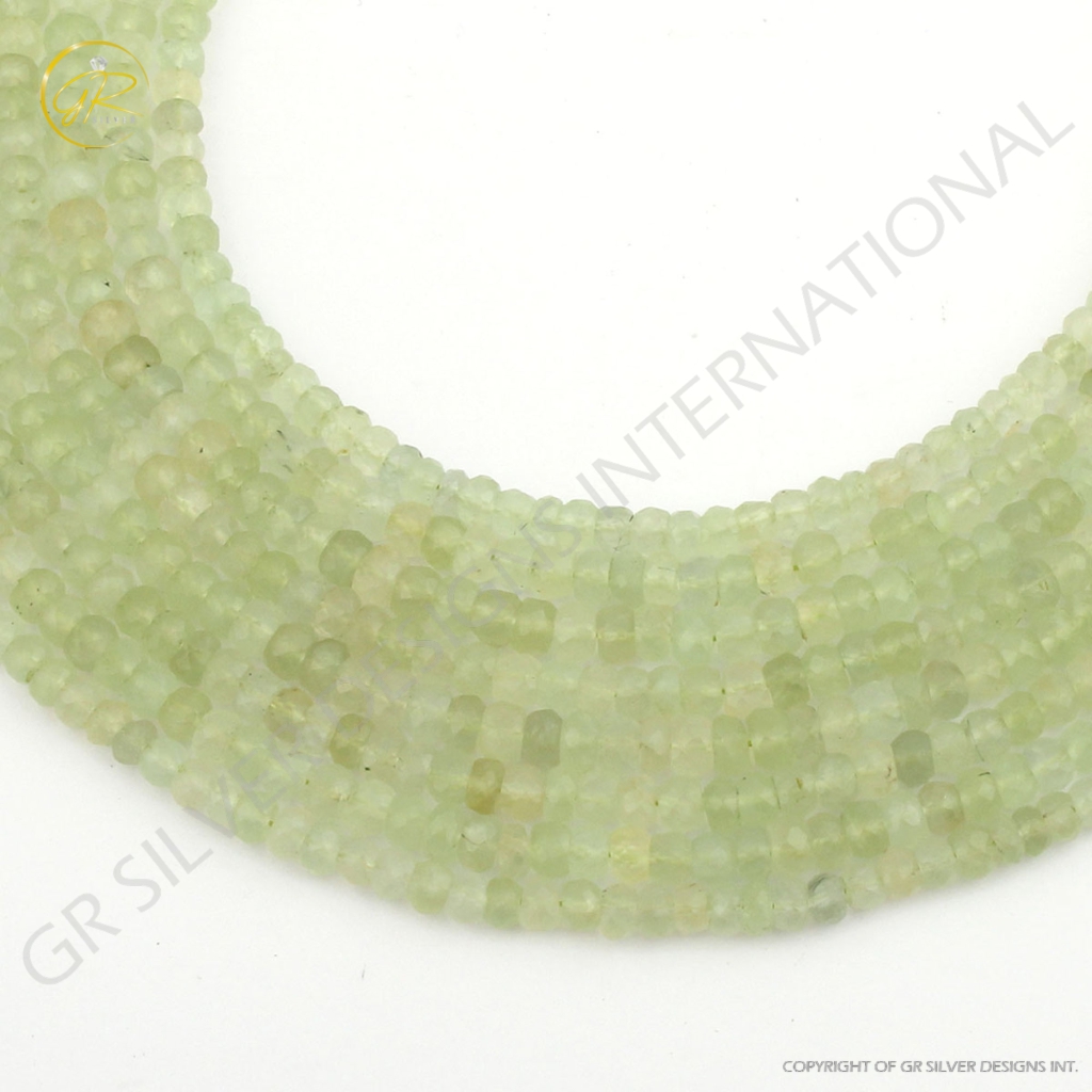 Top Quality Prehnite Gemstone 5-6mm Round Faceted Beads