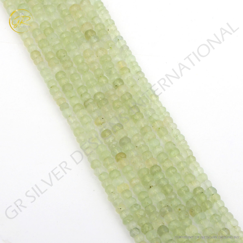 Top Quality Prehnite Gemstone 5-6mm Round Faceted Beads