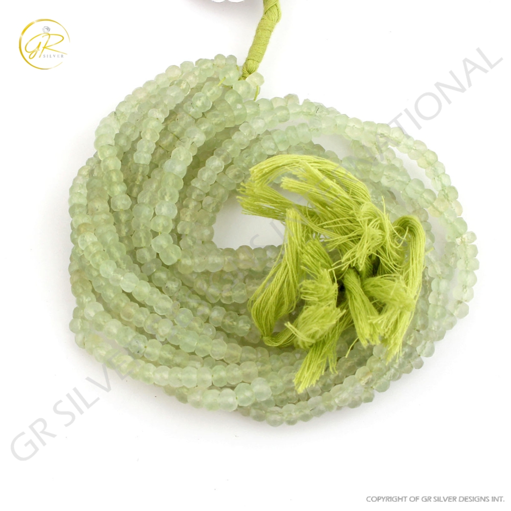 Top Quality Prehnite Gemstone 5-6mm Round Faceted Beads