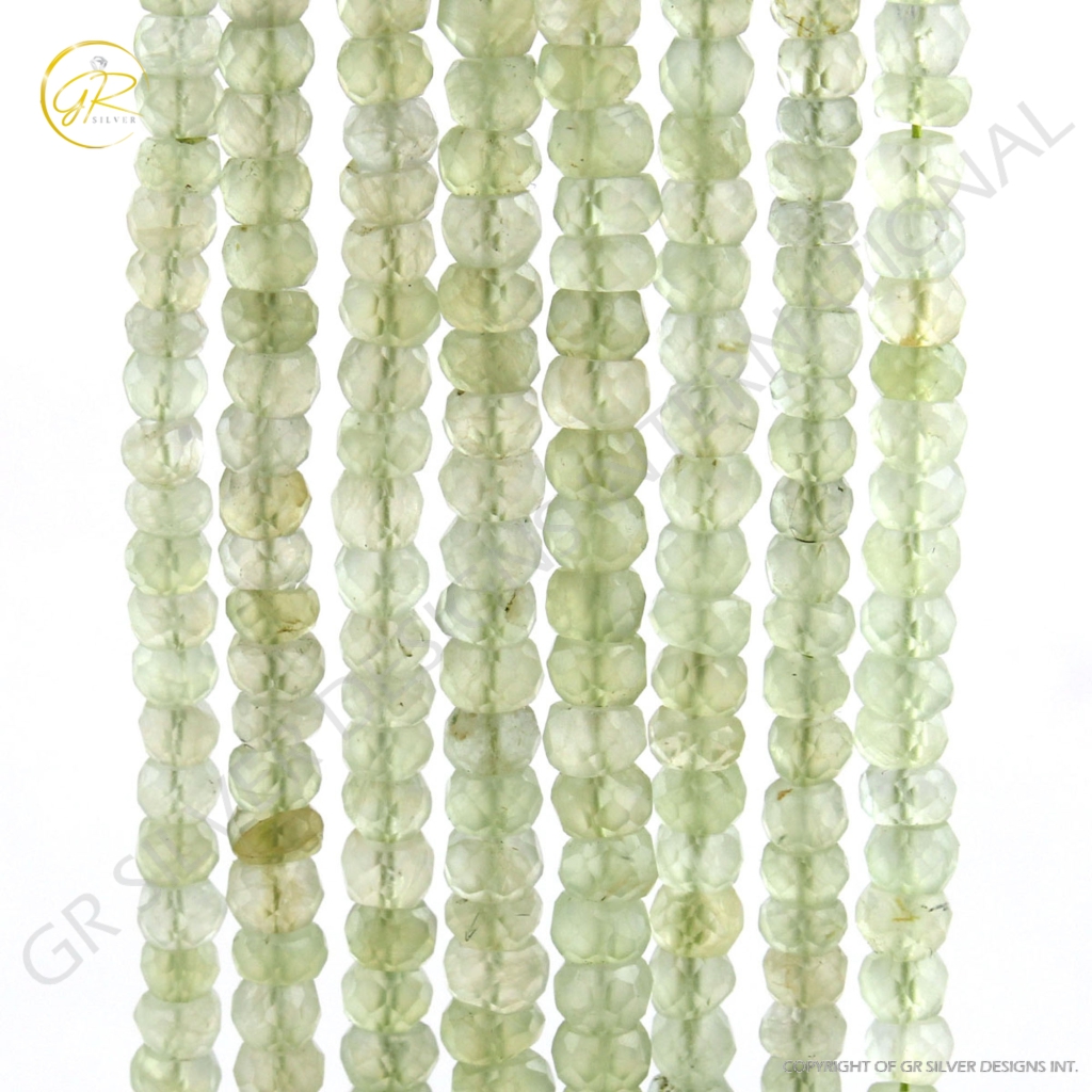 Top Quality Prehnite Gemstone 5-6mm Round Faceted Beads