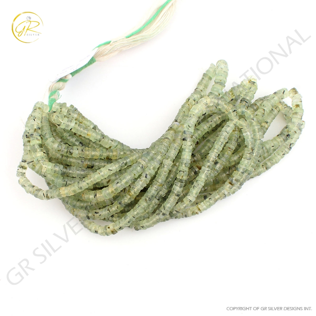 Faceted Prehnite 6-7mm Tyre Shape 11 Strands Beads For Jewelry