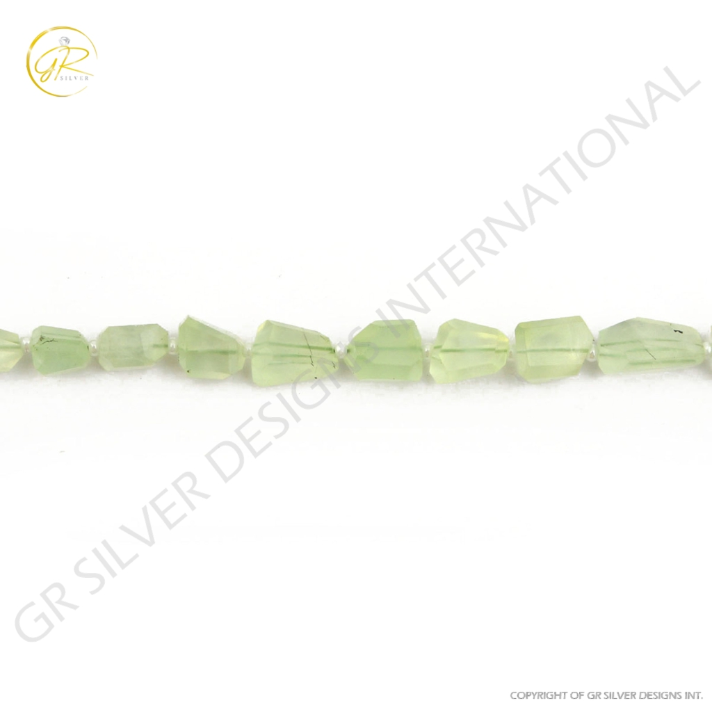 Natural Faceted Prehnite Handmade Tumble Shape Beads 12 Strands