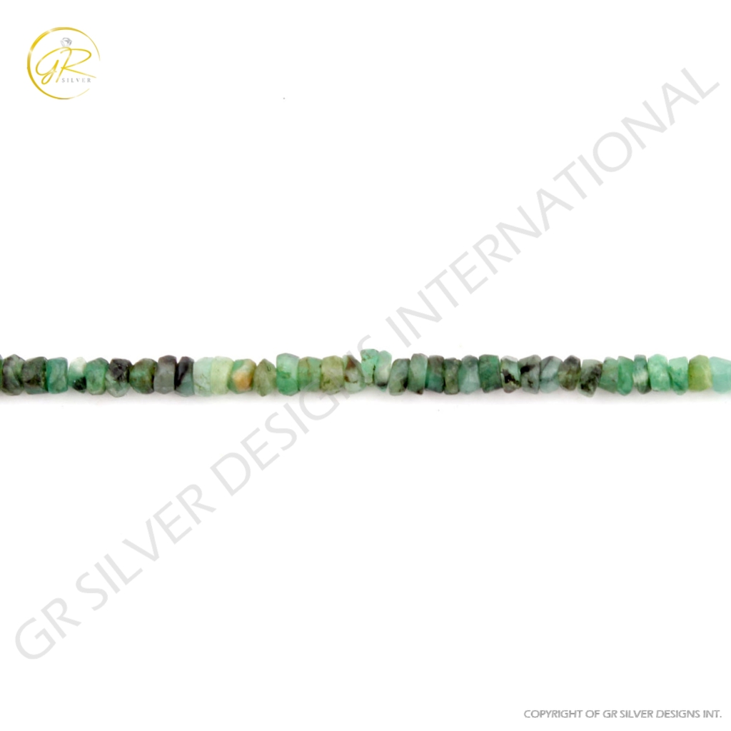 Faceted Emerald 3mm Round Handmade Gemstone Beads 12 Inches