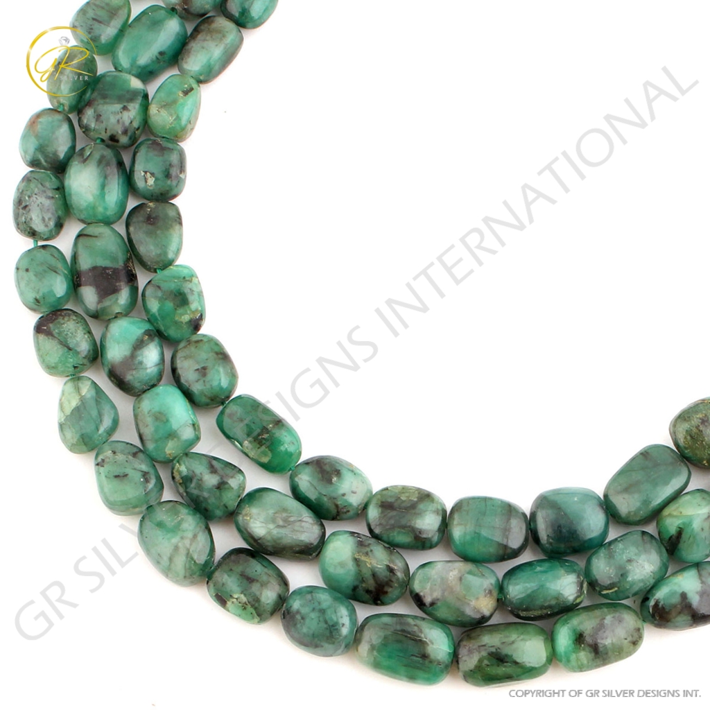 Top Quality Emerald 7-14mm Tumble Gemstone Beads For Jewelry