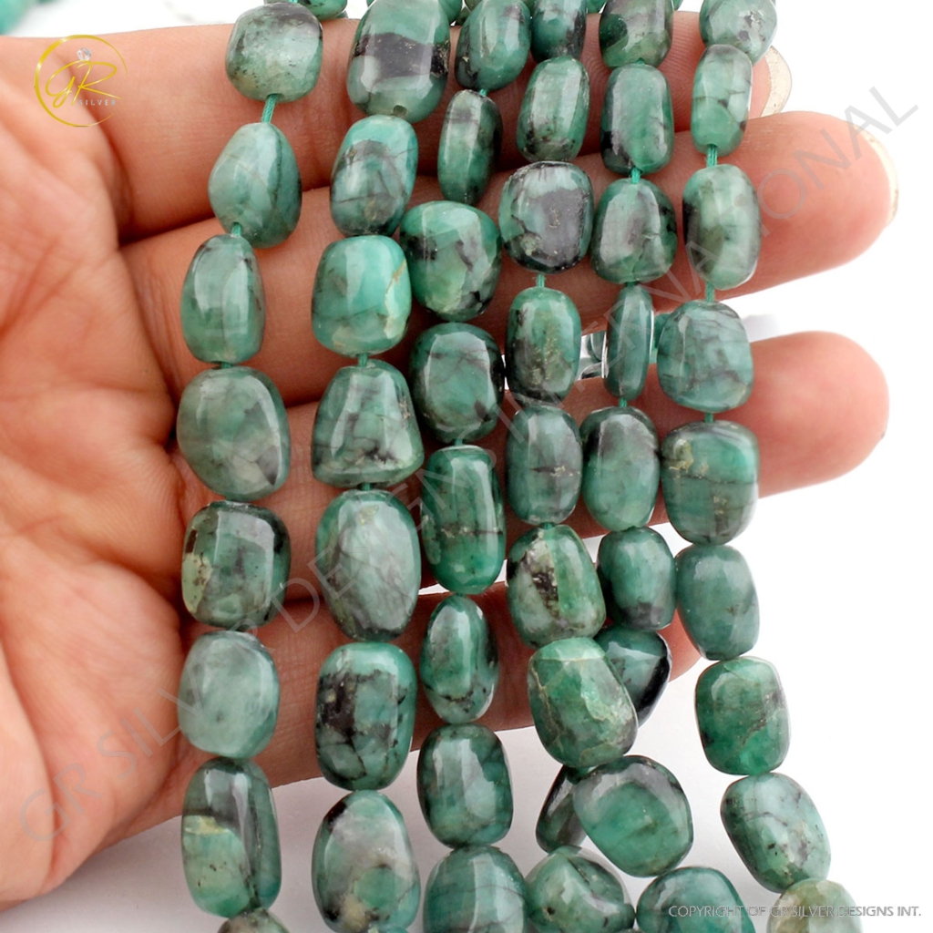 Top Quality Emerald 7-14mm Tumble Gemstone Beads For Jewelry