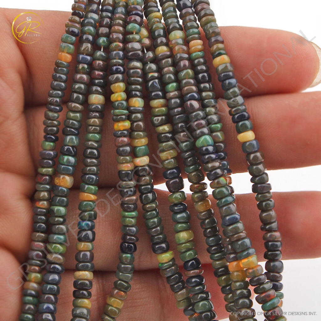 High Quality Black Ethiopian Opal 3mm Round Gemstone Beads