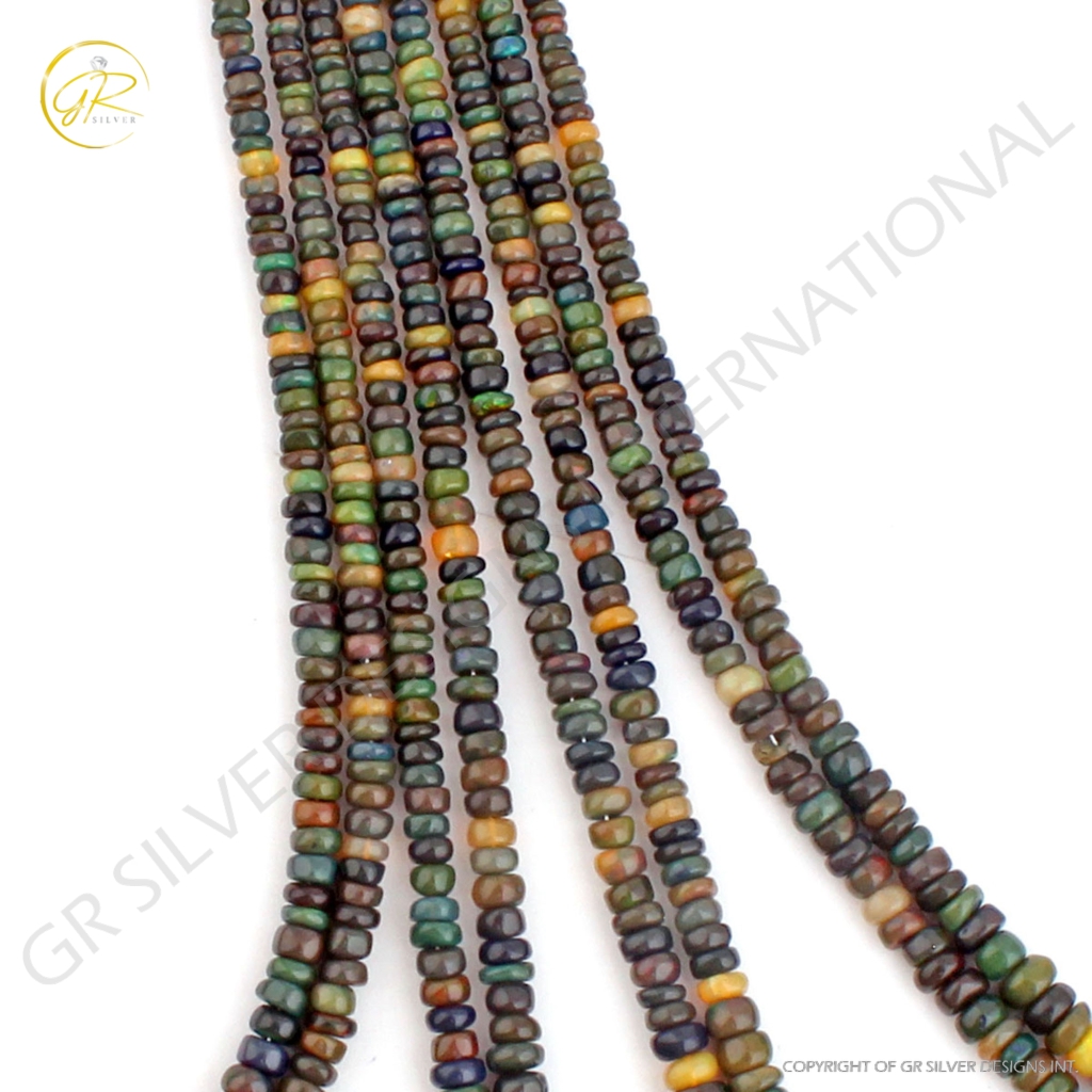 High Quality Black Ethiopian Opal 3mm Round Gemstone Beads