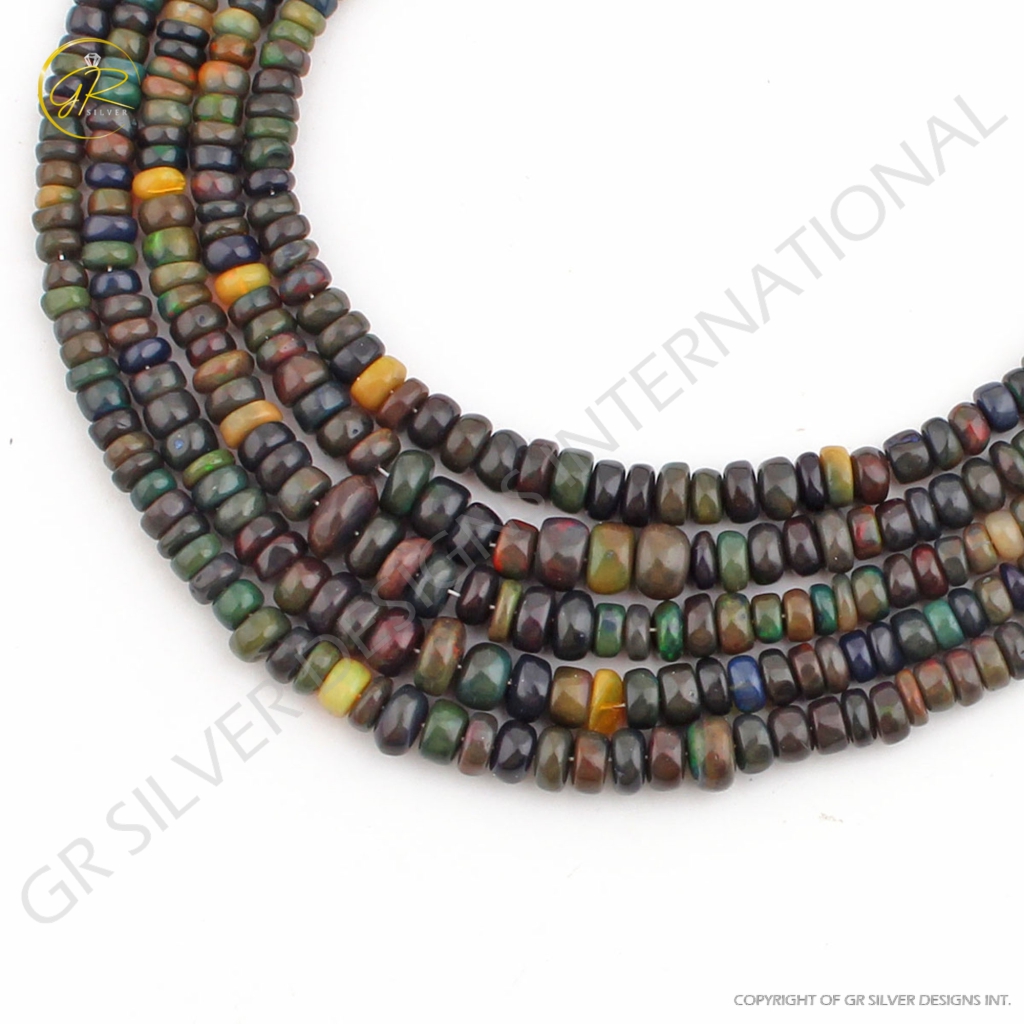 Wholesale Plain Ethiopian Opal Round 4mm Handmade 5 Strands Beads