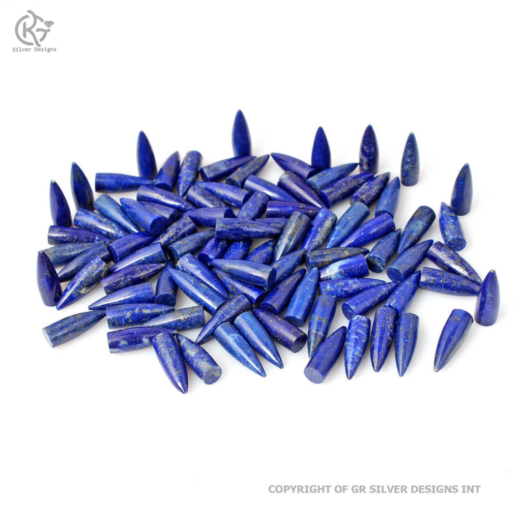 Natural Lapis Lazuli Pointed Bullet Shape Smooth Gemstone