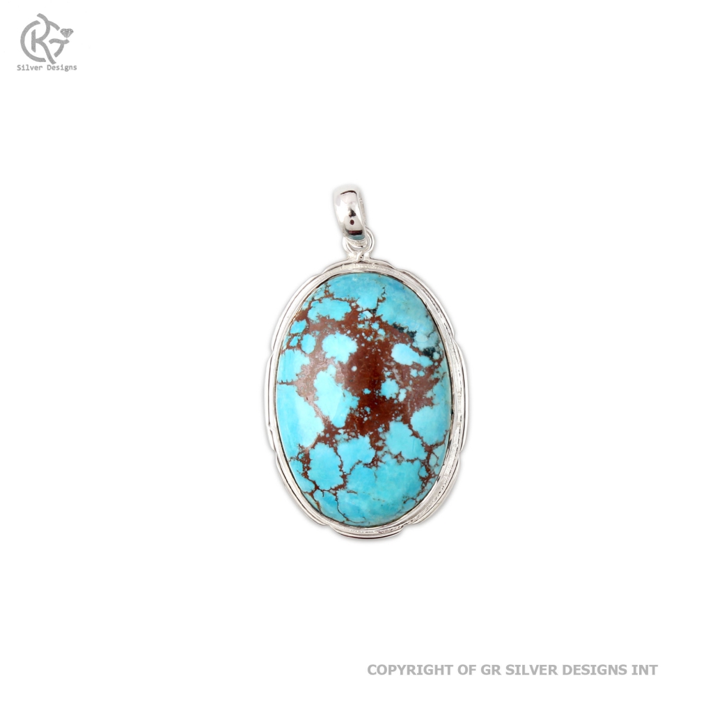 Natural Turquoise Gemstone Pendent 925 Sterling Silver