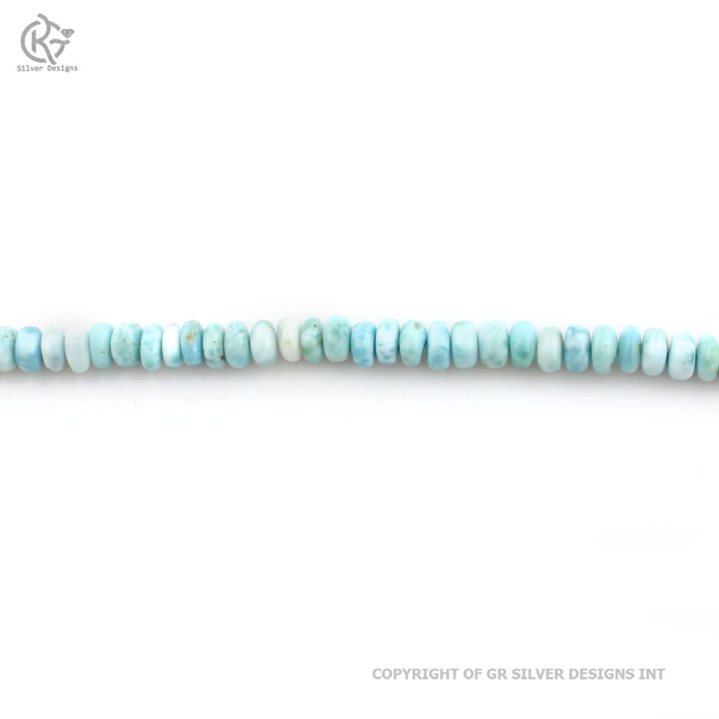 Natural Larimar Gemstone 8-9mm Rondelle Smooth Beads