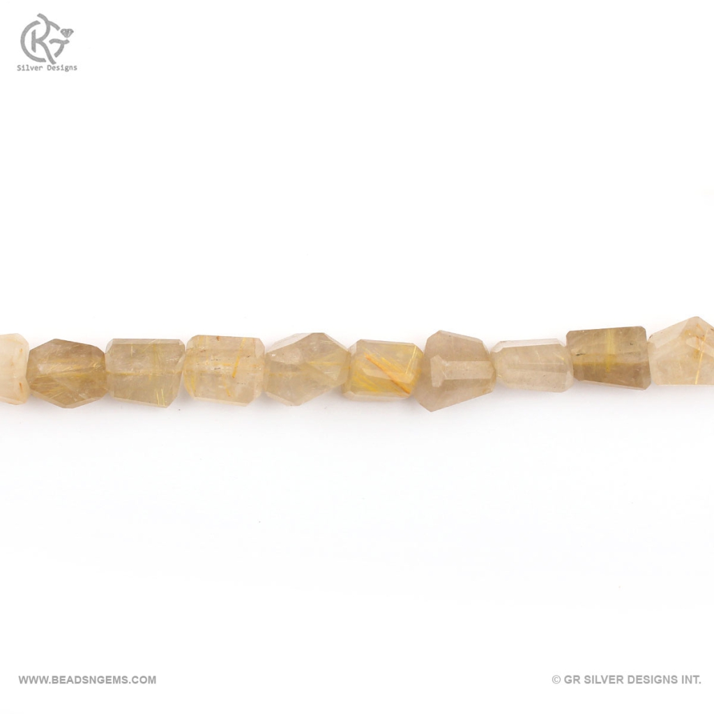 Natural Golden Rutile Quartz Faceted Tumble 15 Strands Beads