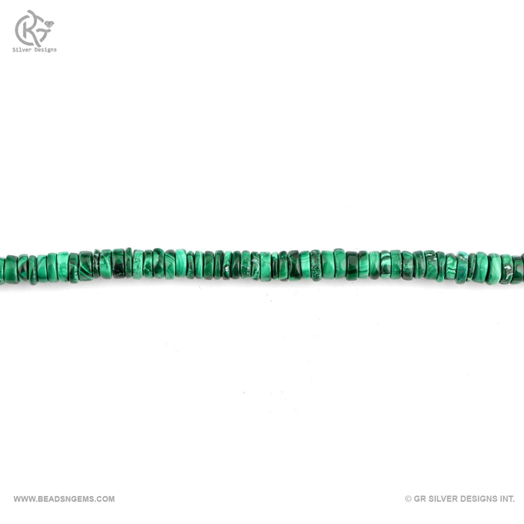 Natural Malachite Gemstone 6mm Coin Shape 10 Strands Beads