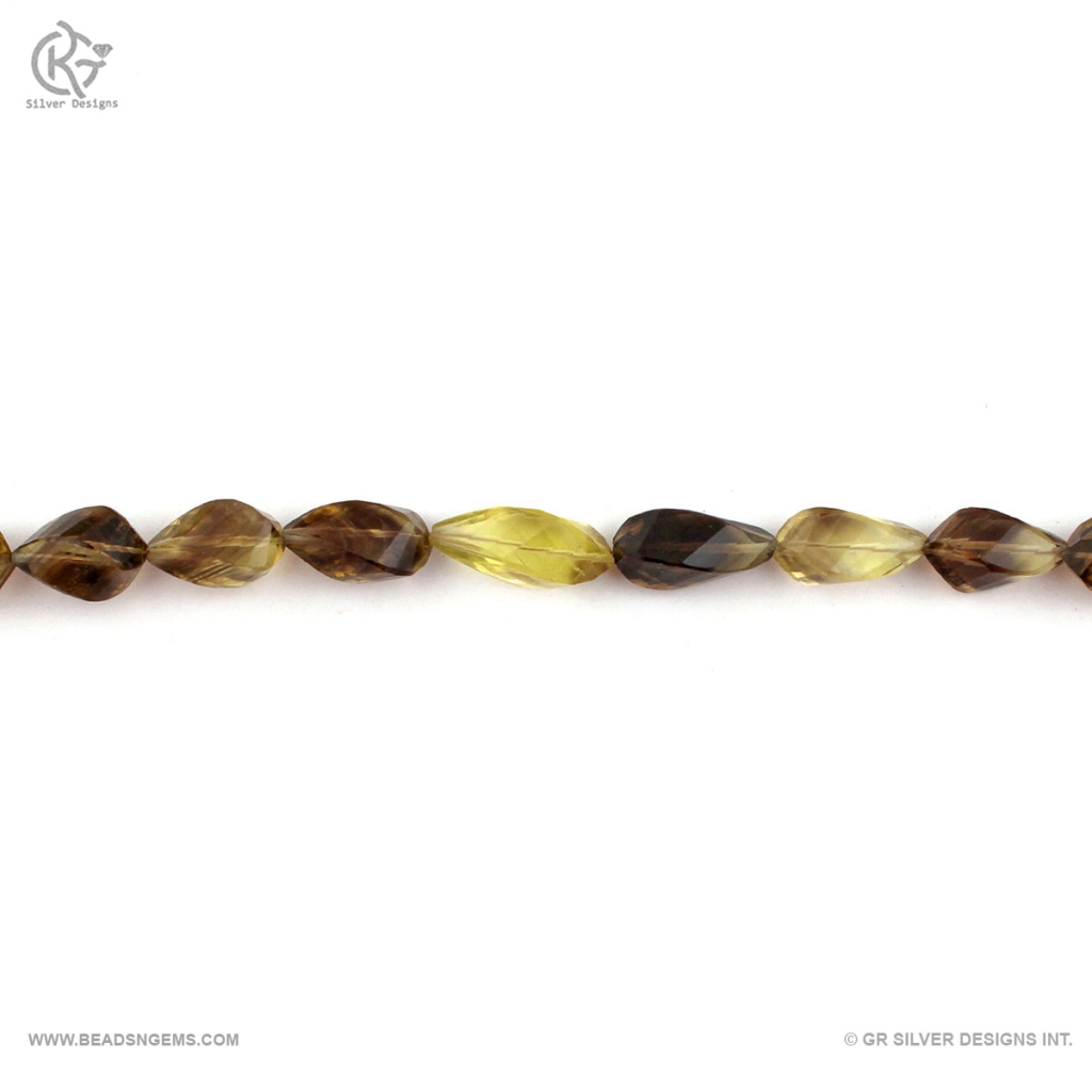 Bio Lemon Quartz Faceted Drops Shape Handmade Gemstone Beads