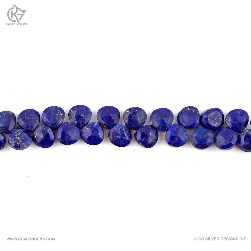 100% Natural Lapis Lazuli Heart Faceted 6mm Gemstone Beads