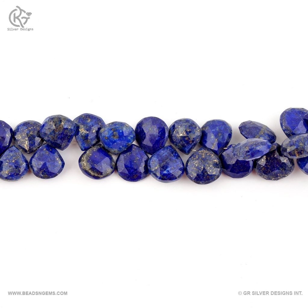 10-13mm Heart Shape Lapis Lazuli Faceted Gemstone Beads