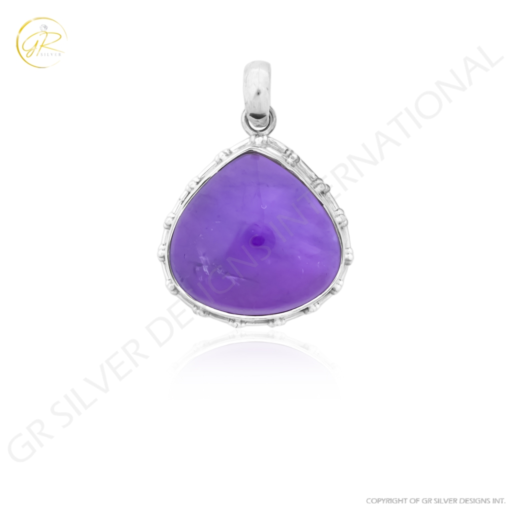 Natural Amethyst February Birthstone Sterling Silver Pendant